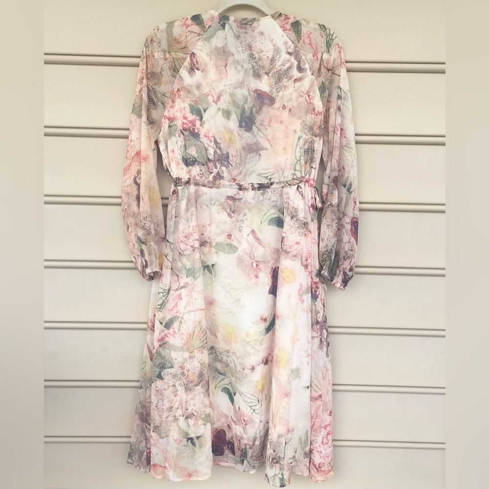 Dazy Subdued Floral Flowy Button Front Midi Dress… - image 7